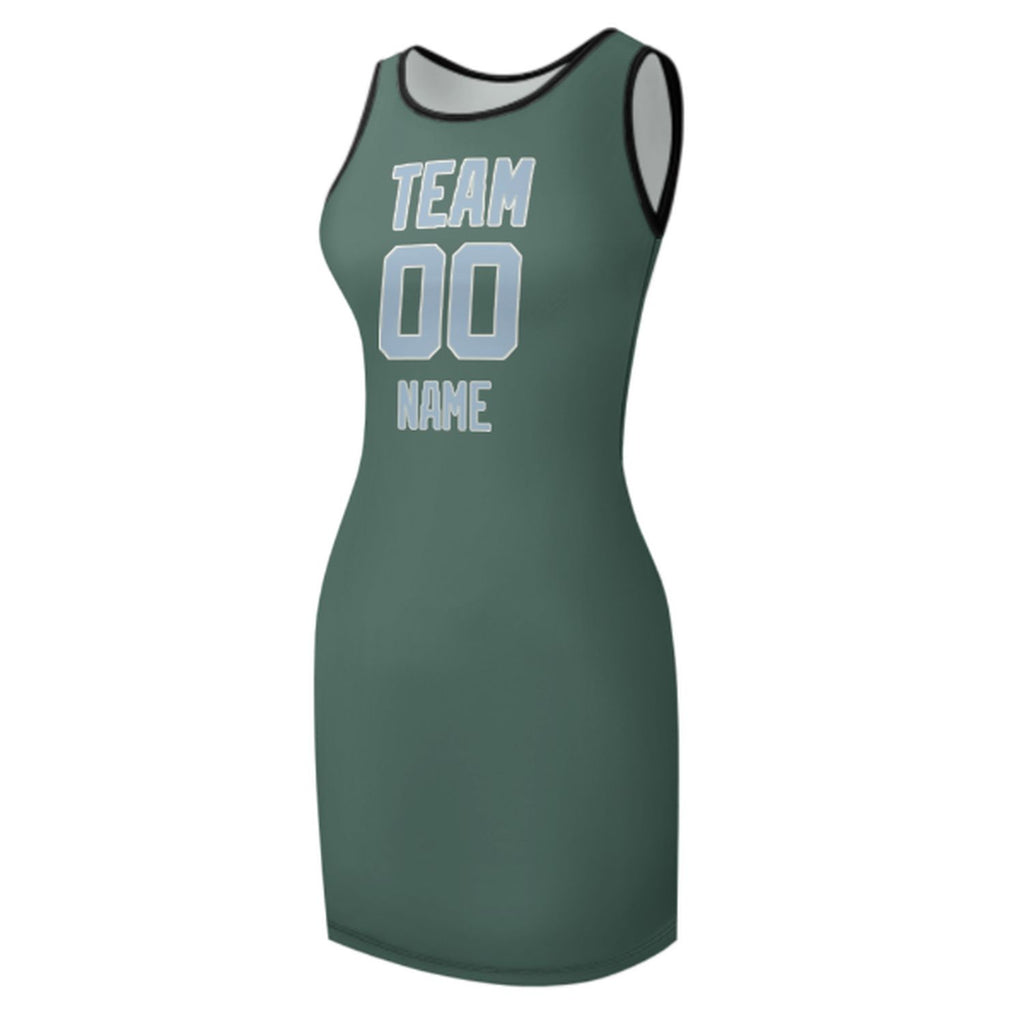 Custom Blue Green Light Blue Sleeveless Vest Dress