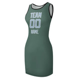 Custom Blue Green Light Blue Sleeveless Vest Dress