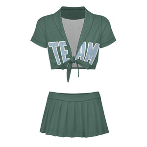 Custom Blue Green Light Blue Cheerleading Uniform Set