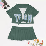 Custom Blue Green Light Blue Cheerleading Uniform Set