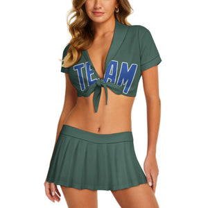 Custom Blue Green Sky Blue Cheerleading Uniform Set