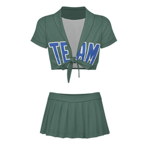 Custom Blue Green Sky Blue Cheerleading Uniform Set
