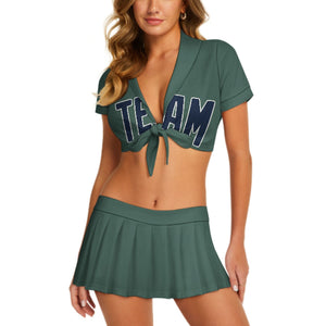 Custom Blue Green Blue Cheerleading Uniform Set