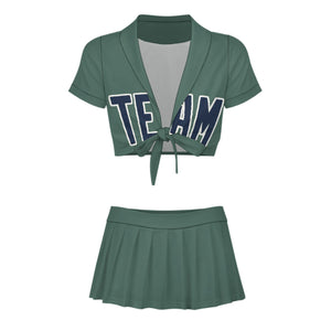 Custom Blue Green Blue Cheerleading Uniform Set