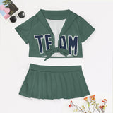 Custom Blue Green Blue Cheerleading Uniform Set