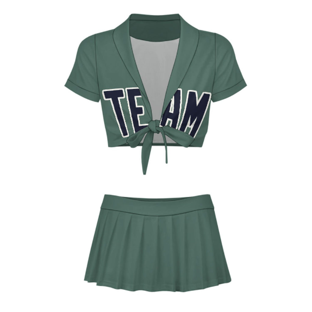 Custom Blue Green Navy Cheerleading Uniform Set