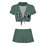 Custom Blue Green Navy Cheerleading Uniform Set