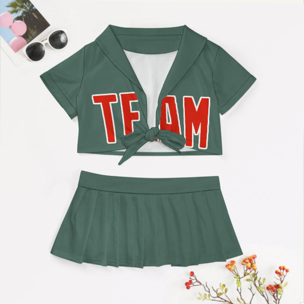 Custom Blue Green Orange Red Cheerleading Uniform Set