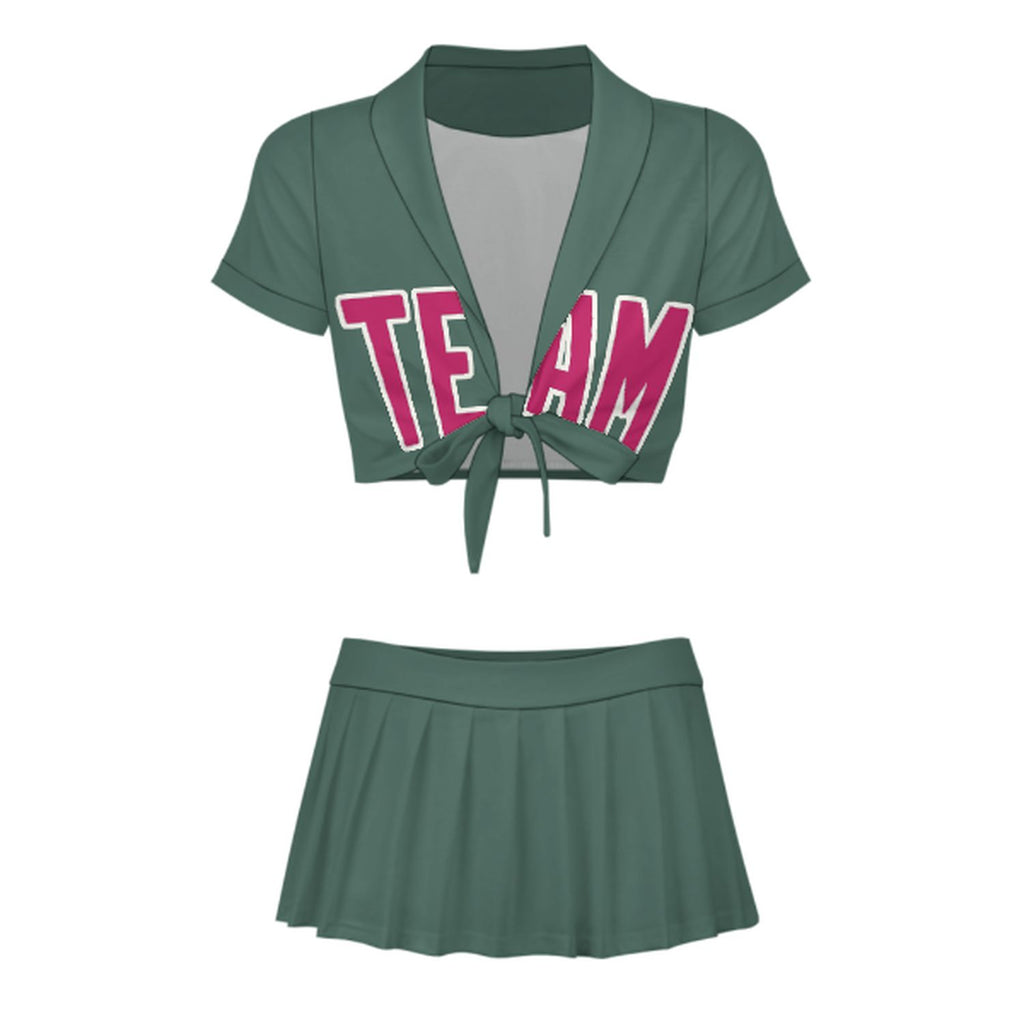Custom Blue Green Pink Cheerleading Uniform Set