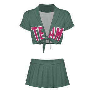 Custom Blue Green Pink Cheerleading Uniform Set