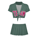 Custom Blue Green Pink Cheerleading Uniform Set