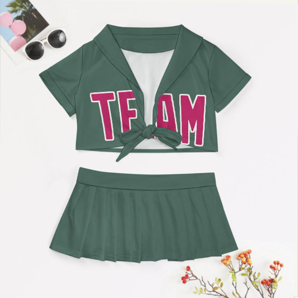 Custom Blue Green Pink Cheerleading Uniform Set