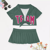 Custom Blue Green Pink Cheerleading Uniform Set