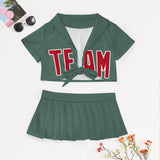 Custom Blue Green Red Cheerleading Uniform Set