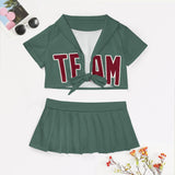 Custom Blue Green Crimson Red Cheerleading Uniform Set