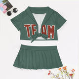 Custom Blue Green Coral Red Cheerleading Uniform Set