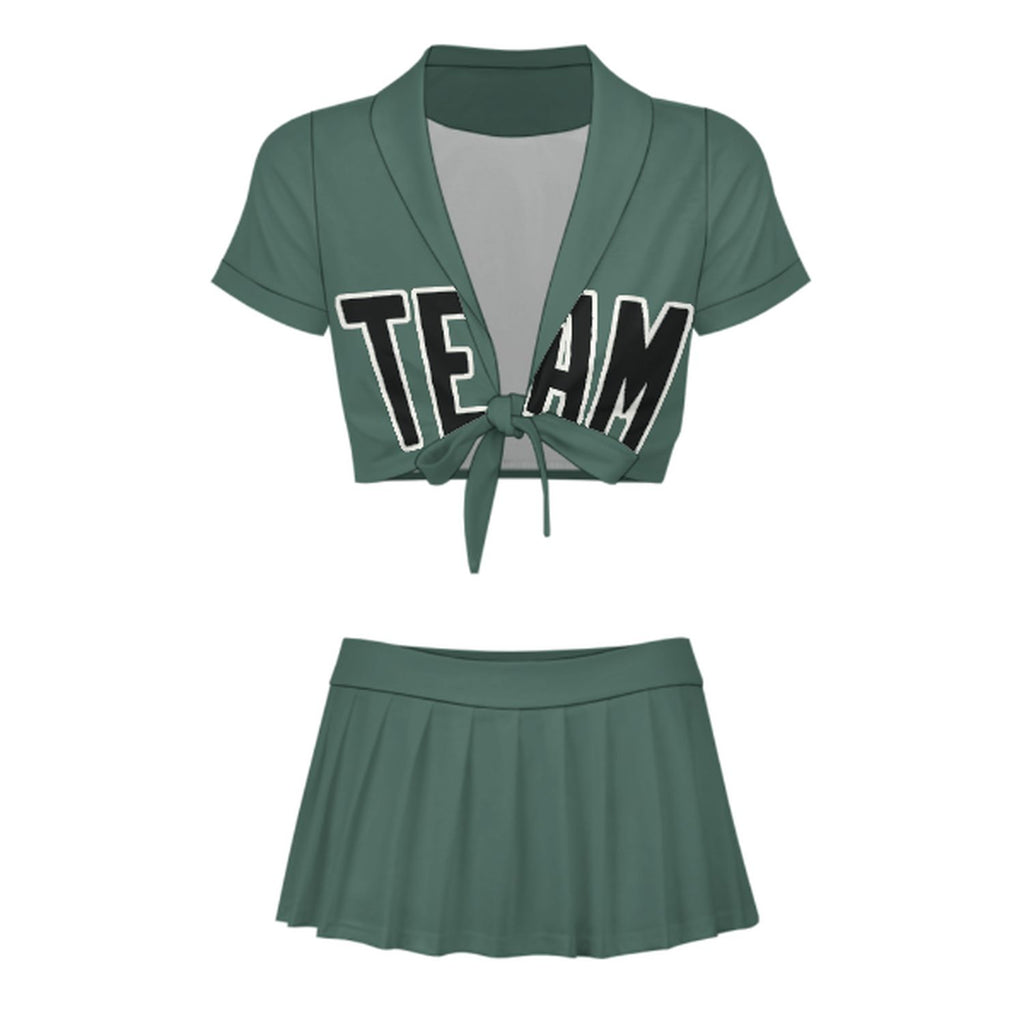 Custom Blue Green Black Cheerleading Uniform Set