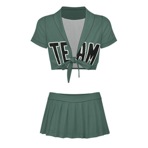 Custom Blue Green Black Cheerleading Uniform Set