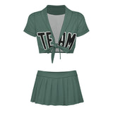Custom Blue Green Black Cheerleading Uniform Set