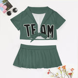 Custom Blue Green Black Cheerleading Uniform Set