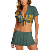 Custom Blue Green Yellow Cheerleading Uniform Set