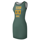 Custom Blue Green Yellow Sleeveless Vest Dress