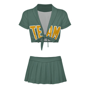 Custom Blue Green Yellow Cheerleading Uniform Set