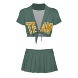Custom Blue Green Yellow Cheerleading Uniform Set
