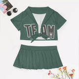 Custom Blue Green Dark Grey Cheerleading Uniform Set