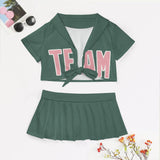 Custom Blue Green Light Pink Cheerleading Uniform Set