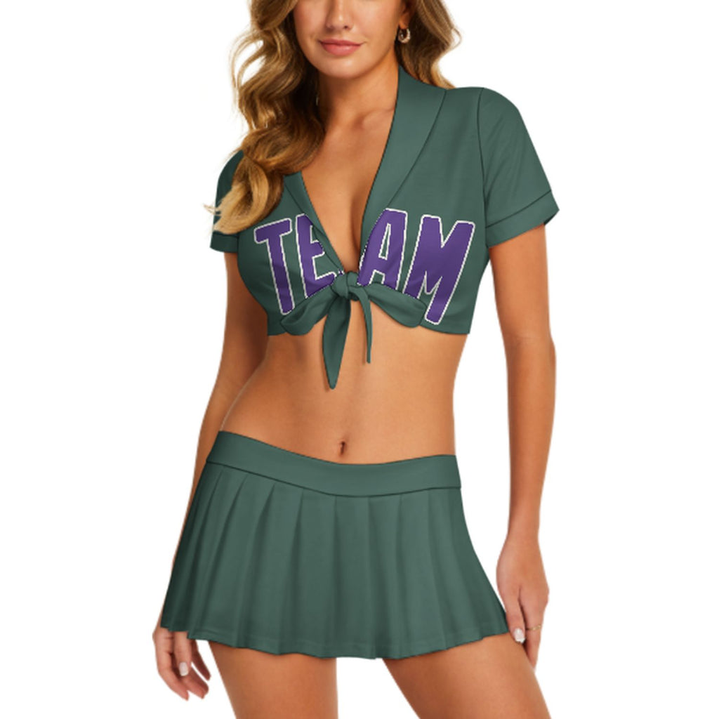 Custom Blue Green Light Purple Cheerleading Uniform Set