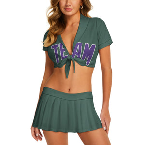 Custom Blue Green Light Purple Cheerleading Uniform Set