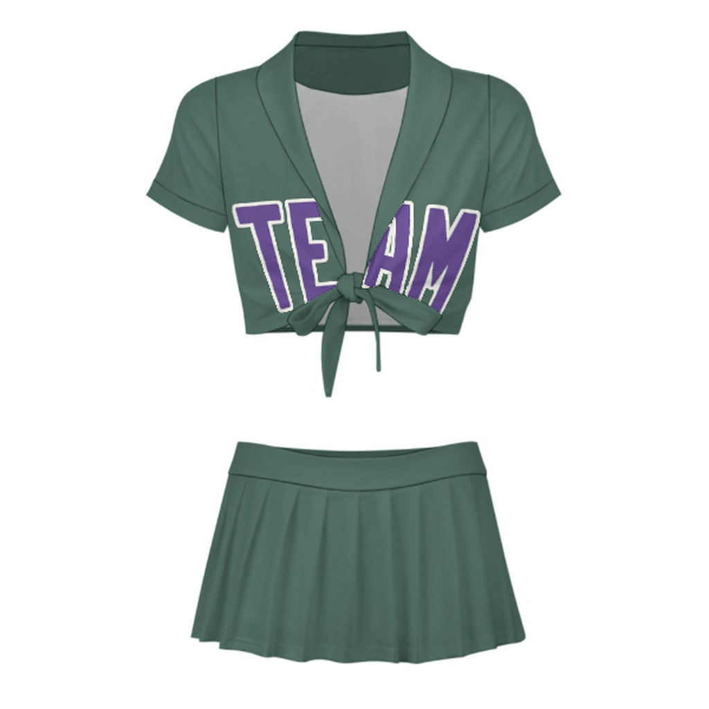 Custom Blue Green Light Purple Cheerleading Uniform Set