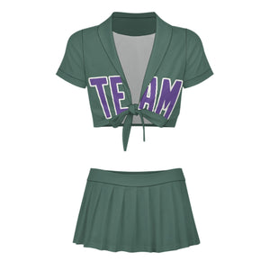 Custom Blue Green Light Purple Cheerleading Uniform Set