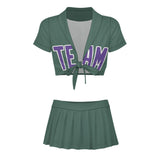 Custom Blue Green Light Purple Cheerleading Uniform Set