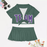 Custom Blue Green Light Purple Cheerleading Uniform Set