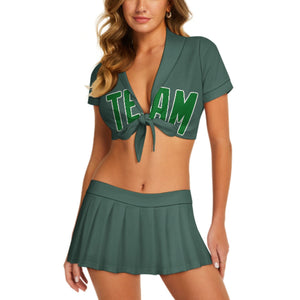 Custom Blue Green Emerald Green Cheerleading Uniform Set
