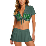 Custom Blue Green Emerald Green Cheerleading Uniform Set
