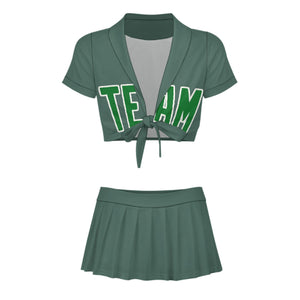 Custom Blue Green Emerald Green Cheerleading Uniform Set