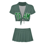 Custom Blue Green Emerald Green Cheerleading Uniform Set