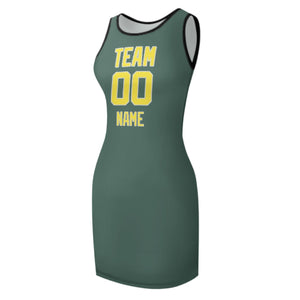 Custom Blue Green Light Yellow Sleeveless Vest Dress