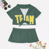 Custom Blue Green Light Yellow Cheerleading Uniform Set