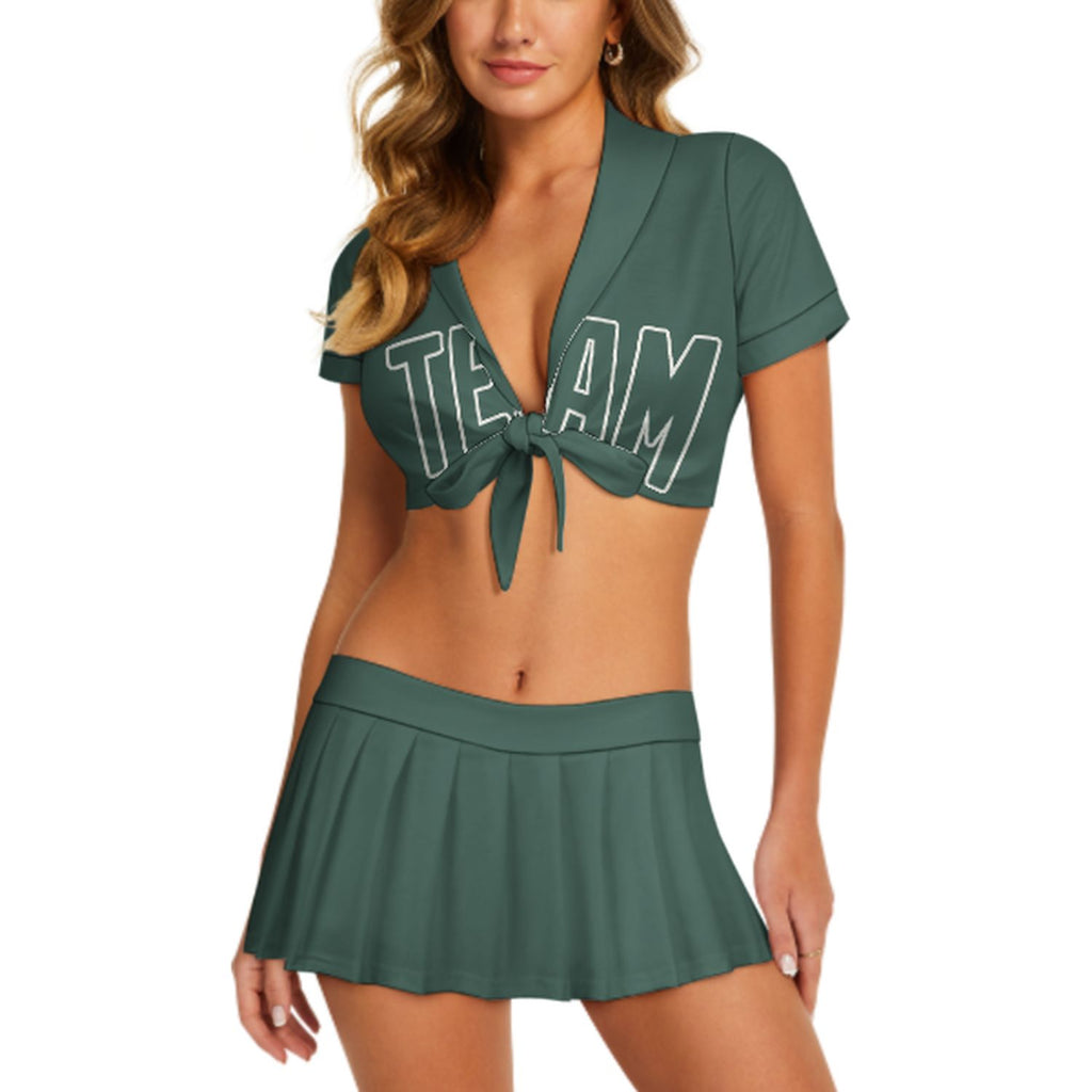 Custom Blue Green Blue Green Cheerleading Uniform Set