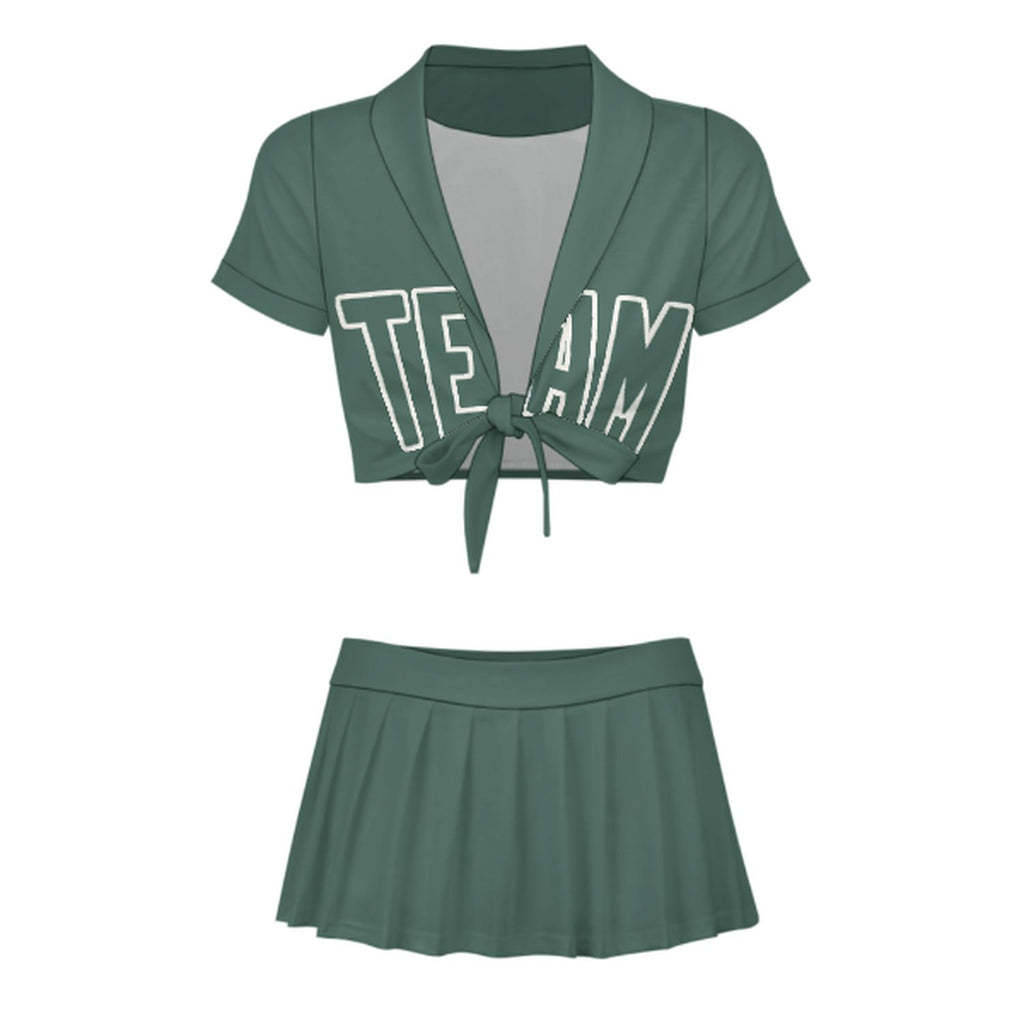 Custom Blue Green Blue Green Cheerleading Uniform Set