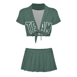 Custom Blue Green Blue Green Cheerleading Uniform Set