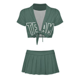 Custom Blue Green Blue Green Cheerleading Uniform Set