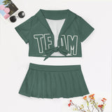 Custom Blue Green Blue Green Cheerleading Uniform Set