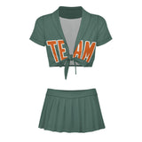 Custom Blue Green Orange Cheerleading Uniform Set
