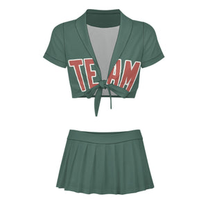 Custom Blue Green Copper Rose Cheerleading Uniform Set