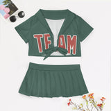 Custom Blue Green Copper Rose Cheerleading Uniform Set